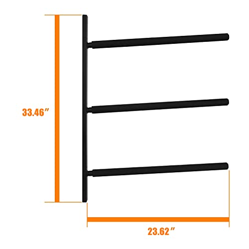 Yes4All Heavy Duty Steel Wall Mount Paddle Board Racks, Surfboard Hanger with Padded Foam, Store & Display Up to 3 Surfboards, Snowboards, Longboards, Black, 34.25" x 5.51" x 3.54"