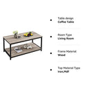 Yaheetech 2-Tier Industrial Wood Coffee Table, Cocktail Table Center Table with Open Storage Shelf for Living Room, Vintage Accent Furniture Table with Metal Frame, Easy Assembly, Gray