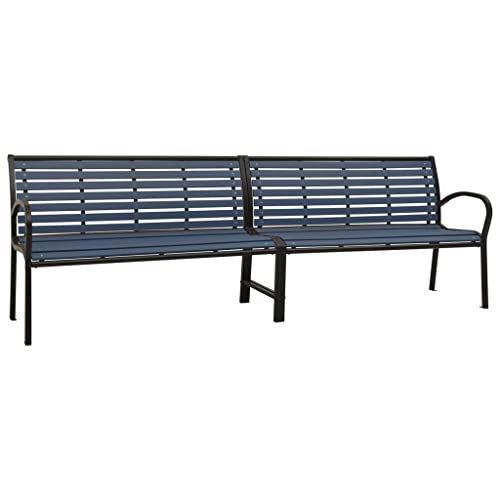 vidaXL Twin Garden Bench Outdoor Patio Backyard Lounge Terrace Balcony Yard Park Seating Seat Furniture 251 cm Steel and WPC Black