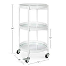 Kate and Laurel Celia Modern Glam 3-Tier Bar Cart, 14 x 14 x 28, White, Decorative Round Serving Cart with Lockable Wheels
