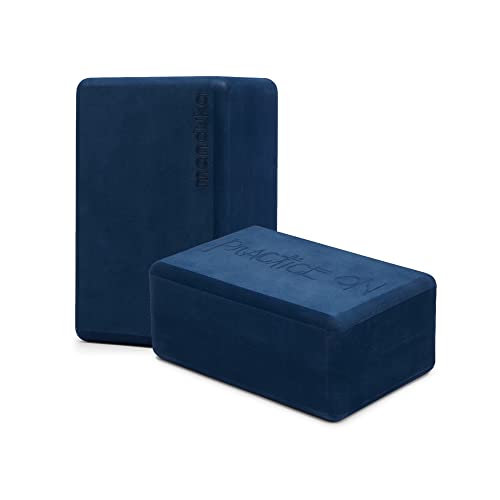 Manduka Yoga Recycled Foam Block - Yoga Prop and Accessory, Comfortable Edges, Lightweight, Firm, Non Slip Recycled Foam, Midnight Blue, 9" x 6" x 4" (22.5 x 15 x 10 cm)(Pack of 2)