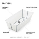 Stokke Flexi Bath X-Large, White - Spacious Foldable Baby Bathtub - Lightweight & Easy to Store - Convenient to Use at Home or Traveling - Best for Ages 0-6