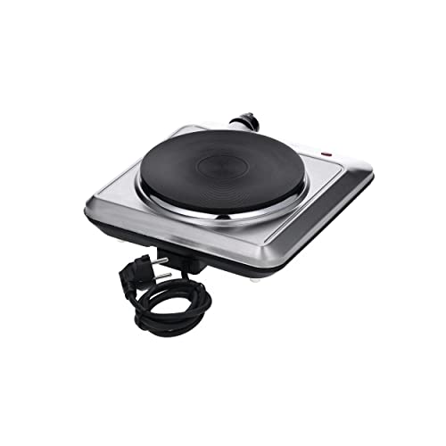 SEVERIN Cooking Plate for Kitchen, Office or Camping, Small Hob with Continuous Temperature Setting, Camping Stove, Heating Ring with 18 cm Diameter, Stainless Steel, 1,500 W, KP 1092