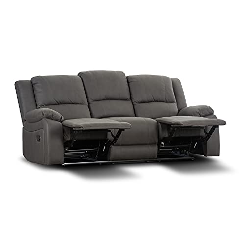 Charlotte 3 + 1 + 1 Seater Manual Recliner Sofa Lounge Couch Armchair Solid Wood Frame Fabric Upholstery Suite - Latte