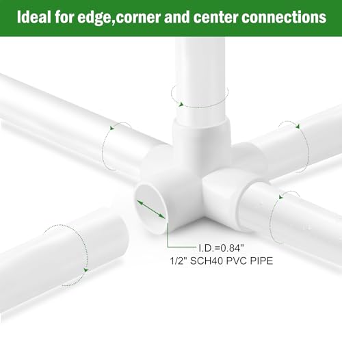 Zernmiarder 5 Way PVC Pipe Fittings 1/2 Inch, PVC Elbow Corner Side Outlet Tee Fitting, SCH40 Furniture Grade PVC Pipe Connectors - Fits 1/2" PVC Pipes, 12 Pieces