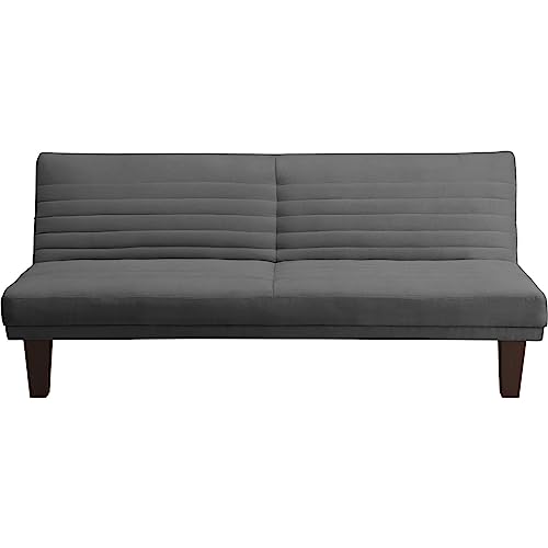 (Futon, Gray) - DHP Dillan Convertible Futon Couch Bed with Microfiber Upholstery and Wood Legs (Grey)