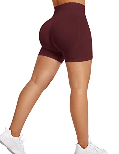 YEOREO Dora Seamless Scrunch Workout Shorts for Women High Waisted Butt Lifting Gym Yoga Biker Shorts, 0 Rosewood, Small