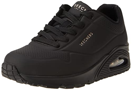 Skechers Women's Uno - Stand On Air Lace-Up Sneaker, Black/Black, US 9