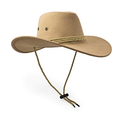 UltraKey Cowboy Hat, Sun Hat Faux Felt Leather Suede Travel Cap Western Hat Outdoor Sun Protect Beige