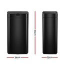 45L Sensor Trash Bin Stainless Steel Large Automatic Touchless Motion Sensor Rubbish Can Black
