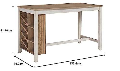 Signature Design by Ashley Skempton Farmhouse 36" Counter Height Dining Table with Storage & Wine Rack, Whitewash