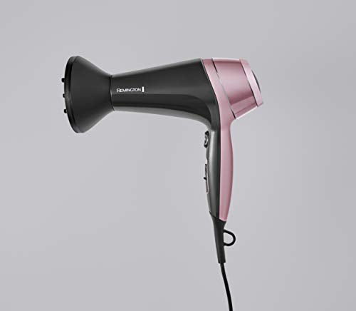 Remington Curl and Straight Confidence Hair Dryer, D5706AU, 2200W (AU Plug), Ceramic With Tourmaline Prevents Frizz, Includes 2 Concentrators, Diffuser & Round Brush, Black & Pink