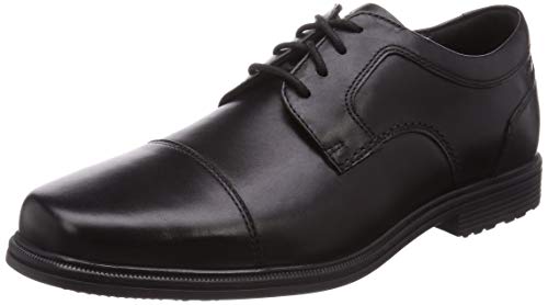 Rockport Men's Taylor Cap Toe Business Shoe, Black Leather, US 10