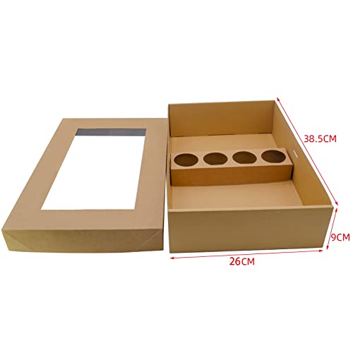 Ganfaner 10pk Cardboard Treat Gift Catering Tray Grazing Box To Go, Large Durable Desserts Serving Platter w/Lid Tab Lock Easy Assembly, Party Picnic Charcuterie Meeting 38x26x9cm