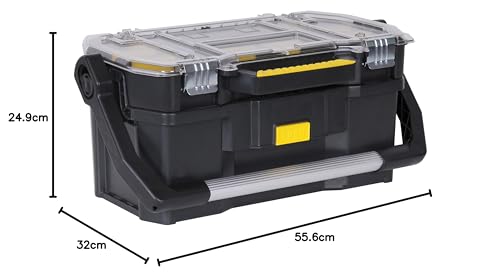 STANLEY Toolbox Tote Plus Storage Organiser, Heavy Duty Metal Latch, Removable Dividers, 19 Inch, STST1-70317