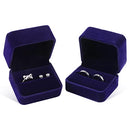 iSuperb Set of 2 Blue Velvet Couple Double Ring Box Earring Jewelry Case Gift Boxes 2.7x2.7x1.6inch