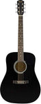Fender Squier Dreadnought Acoustic Guitar - Black Learn-to-Play Bundle with Gig Bag, Tuner, Strap, String Winder, Picks, Online Lessons, and Austin Bazaar Instructional DVD