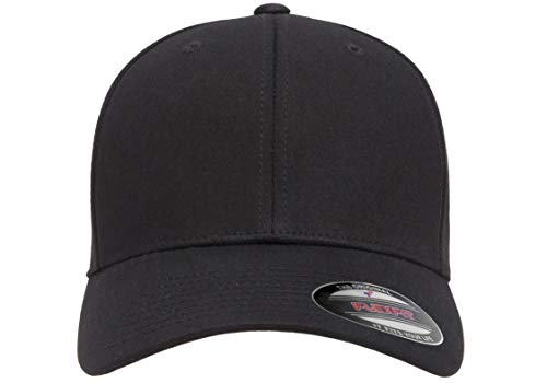 Flexfit Unisex Adults Cotton Twill Fitted Cap Hat, Black, Large-X-Large US