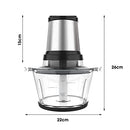 Electric Food Processor & Vegetable Chopper, High Capacity Blender Grinder for Meat, Onion, Powerful 800W Motor & 4 Detachable Dual Layer Stainless Steel Blades, BPA-Free 2L Glass Bowl