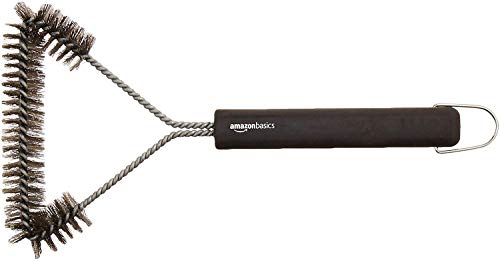 Amazon Basics AB-12-3-GB 3-Sided Grill Brush, 12-Inch, Black
