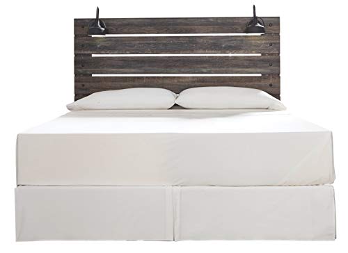 Signature Design by Ashley Drystan Rustic Panel Headboard ONLY with USB Charging Stations, King, Brown