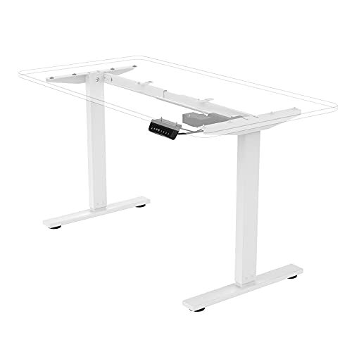 Ufurniture Electric Standing Desk Frame, Height Adjustable Range 28"-45", Width Range 39"-51" Ergonomic Tabletop Riser with Memory Smart Controller Sit Stand Desk Motor Converter | White