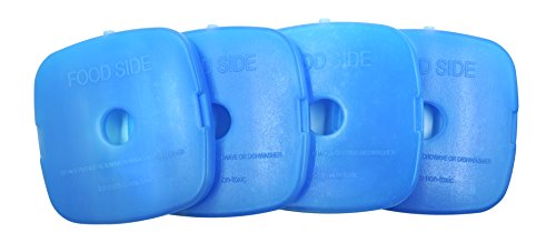 WORLD-BIO Ice Freezer Packs for Lunch Box Cooler, Reusable Cool Refreeze Blocks for Lunch Bags, Keeps Food Cold & Fresh - Great for Kids School Lunch Boxes, Office/Picnic Lunch Set of 4, Blue