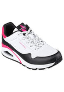 Skechers Women's Uno - Back Lit Sneaker, White/Neon Pink, US 7