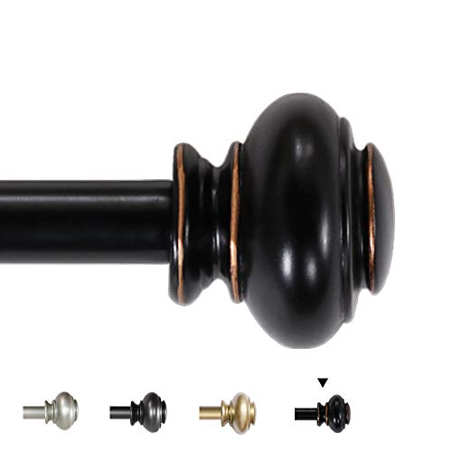 (120cm Extends to 210cm, Black with Antique Bronze) - Window Curtain Rod, Adjusts Rod Length from 48 to 210cm,3/4 - Inch Diameter, Black (Antique Bronze Finishing) by H.Versailtex