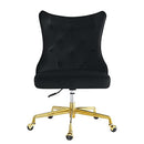 24KF Upholstered Tufted Button Home Office Chair with Golden Metal Base, Swivel Office Chair with Adjustable Seat - 7081-Black