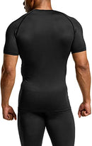 TSLA Men's Cool Dry Short Sleeve Compression Shirts, Athletic Workout Shirt, Active Sports Base Layer T-Shirts MUB20-BLK_Large