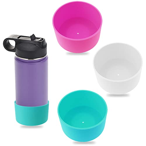 3 Pcs Silicone Protective Boot for Water Bottle, SENHAI Anti-Slip Water Bottle Bottom Sleeve Cover Accessories Compatible with MIRA, Hydro Flask, Simple Modern and Iron Flask Water Bottles