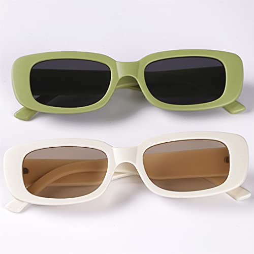 Tskestvy 4 Pieces Retro Sunglasses Vintage Sunglasses Small Square Rectangle 90s Glasses Trendy Y2K for Women Aesthetic, A, One size fits all