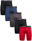 IZOD Men's 5 Pack Performance Cycle Boxer Brief, Magnet/Dress Blues/Chili Pepper/Black, M