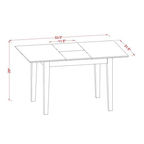 East West Furniture NFT-Oak-T Norfolk Kitchen Dining Table - a Rectangle Solid Wood Table Top with Butterfly Leaf, 32x54 Inch, Oak