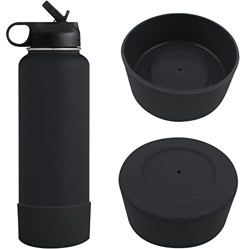 Ogetok Protective Silicone Bottom Boot, Water Bottle Bottom Bumper Protector Boot Anti-Slip Cup Bottom Flex Sleeve Cover for 32oz, 40oz Hydro Flask/Stanley/Tumbler and More Water Bottles, Black