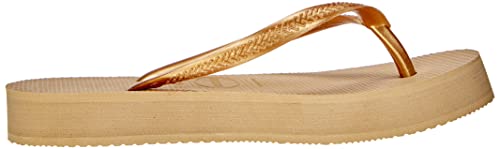 Havaianas Women's Slim Flatform Flip-Flop, Golden, 7/8 US