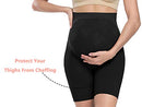 “Baby Bump” Premium Maternity Shapewear, High Waisted Mid-Thigh Pregnancy Underwear Prevent Chaffing Soft Adominal Support, Nude+black, Large