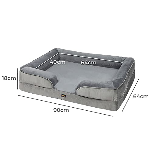 PaWz Memory Foam Pet Bed – Dog, Cat, Cushion, Sofa, Mattress, Washable, Removeable, Grey