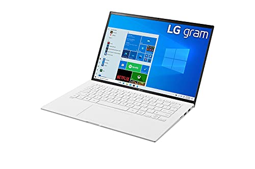 LG gram Ultra-Lightweight (999g) Laptop (14Z90P-G.AR54A) 14" (1920x1200) 16:10 IPS DCI-P3 99%, Intel Evo Platform, 8GB, 512GB SSD, Up to 25.5 Hrs Battery, Thunderbolt 4 - 2021, Snow White