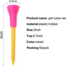 KOFULL Rubber Cushion Top Plastic Golf Tees Mixed Colors Pack of 50pcs