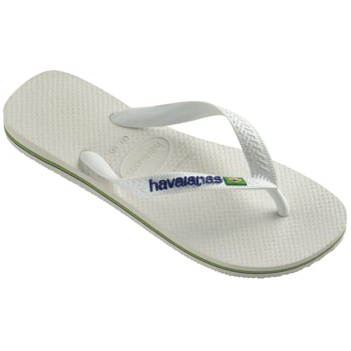 Havaianas Men's Brazil Logo Flip Flop Sandal, White, 9-10