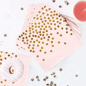 Pink Gold Party Plates Cups and Napkins,96Pcs Paper Plates and Napkins with Party Tableware,Disposable Plates for Girls Hen Party Decoration,Birthday Party,Baby Shower,Wedding,Bridal Shower,Tea Party
