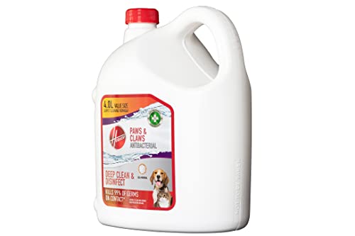 Hoover Paws & Claws Anti Bacterial, Disinfects & Deodorizes Pet Messes, Deep Cleans & Kills Germs, Carpet Cleaning Solution, 4 Litre