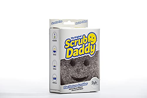 Scrub Daddy Style Sponge, Cleaning Sponges for Washing Up, Dish & Kitchen Sponge, Non Scratch Scrubbing, with FlexTexture Firm & Soft Design, Dishwashing Safe Scrubber, Grey