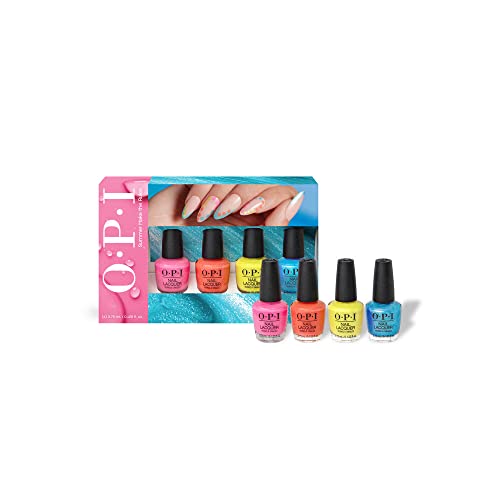 OPI Nail Lacquer, Opaque & Vibrant Pearl & Crème Finish Mini Nail Polish, Up to 7 Days of Wear, Chip Resistant & Fast Drying, 4 Piece Mini Pack, (4 x.125 fl oz)