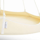 Hangout Pod Free-Hanging Transportable Circular Family Hammock Bed/Hanging Chair/Porch Swing for Garden, Deck, Lawn, Patio and Camping. Cream & White