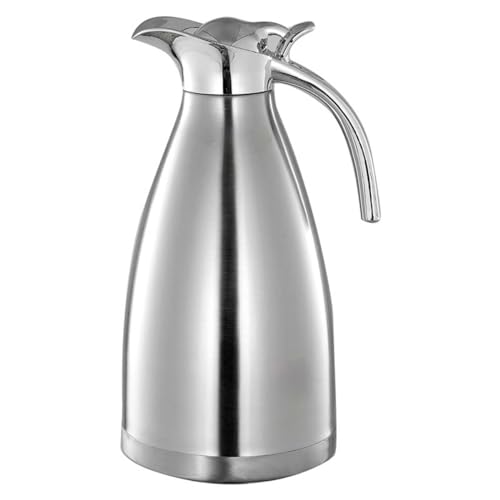 68 Oz Thermal Coffee Carafe - Insulated Stainless Steel Double Walled Vacuum Flask/Thermos - Coffee Carafes for Keeping Hot Coffee & Tea for 24 Hours - Coffee Dispenser (Silver)