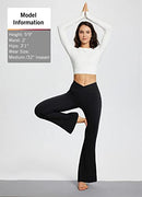 BALEAF Flare Leggings for Women Bootcut Yoga Pants Crossover High Waist Workout Casual Trendy Pants with Pockets Black 29" S