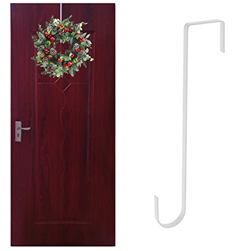 ZningEsxi 30cm Wreath Hanger Front Door Wreath Metal Hook for Christmas Halloween Outdoor Hanging Decoration Over Non Scratch Wall Wreaths(White, 1 Pc)